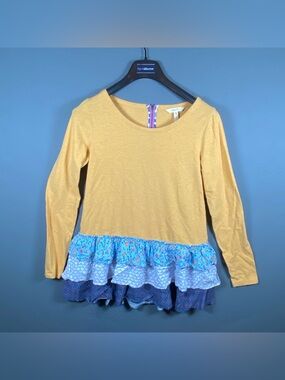 Matilda Jane Women’s Medium Rear Zip Ruffle Tiered Trim Long Sleeve Top